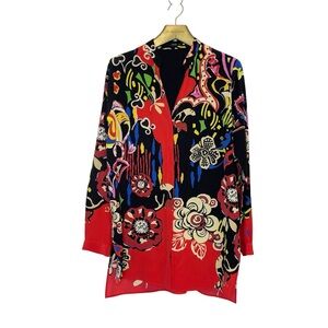 ETRO Graphic Floral Paisley Silk Button Down Tunic Blouse \\ 44 (8)